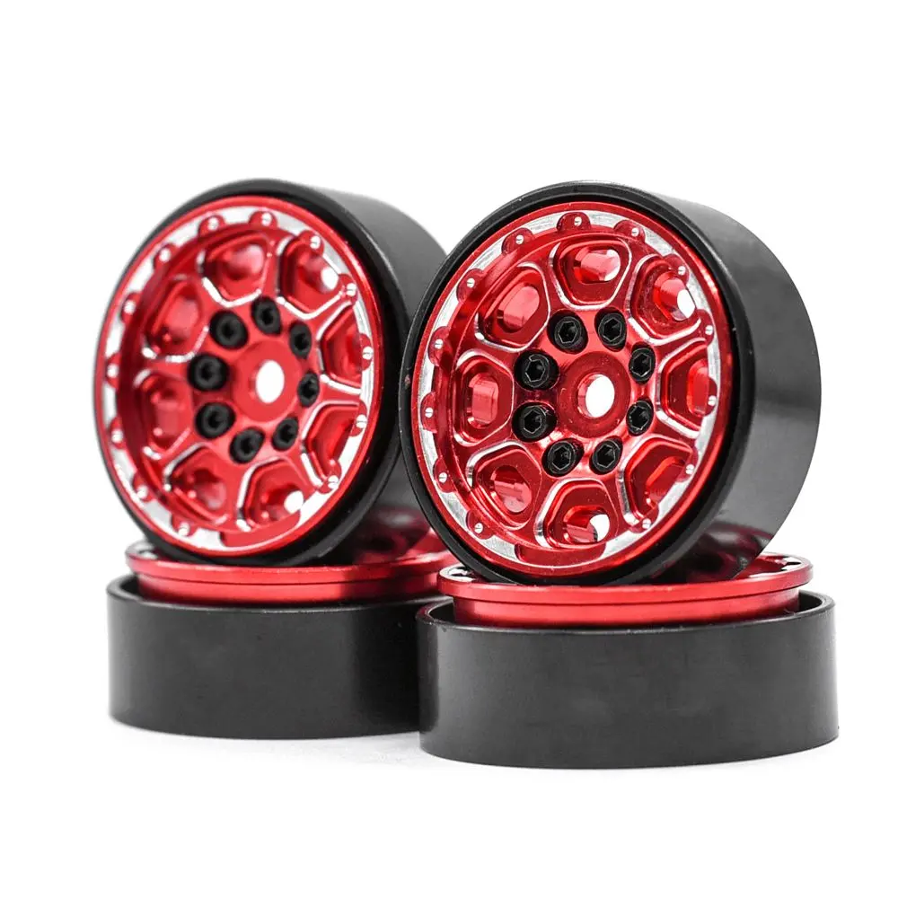 Hobby Details 1.0” Brass Beadlock Wheels: Scx24 (Red) 1