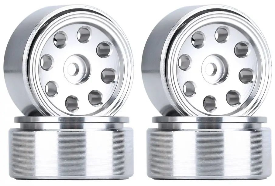 Hobby Details Cnc Aluminum Flower Eight Beadlock Wheels (Silver): Scx24 1