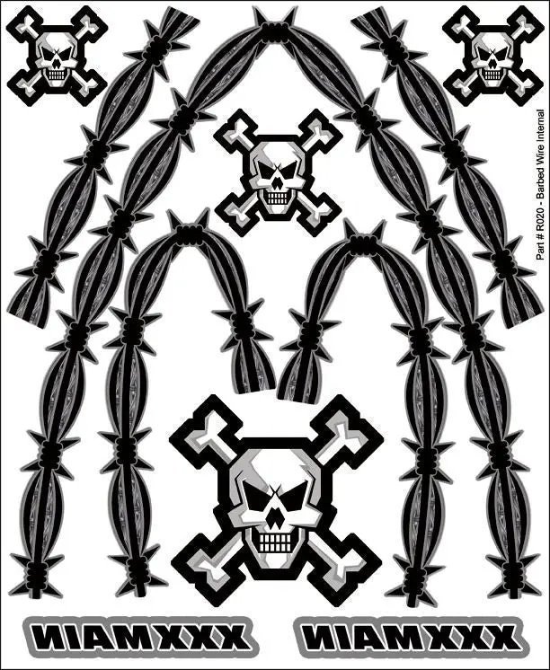 Xxxmain Racing Internal Decals: Barbed Wire 1