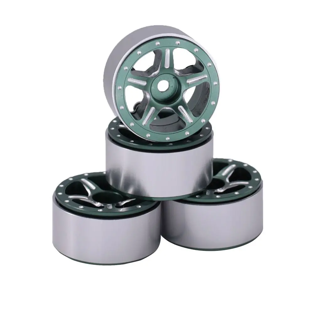 Hobby Details Cnc Aluminum 1.0” Starfish Pro Beadlock Wheels: Scx24 (Green) 1