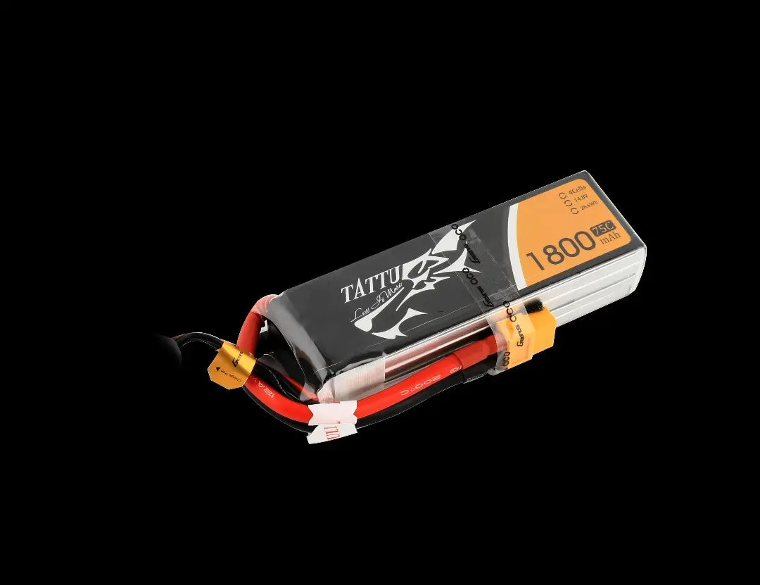Tattu 4S 1800Mah 14.8V 75C Lipo Battery: Xt60 1