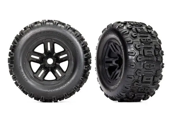 Traxxas Assembled Sledgehammer Belted Tires And Wheels: 3.8" (Black Chrome) 1