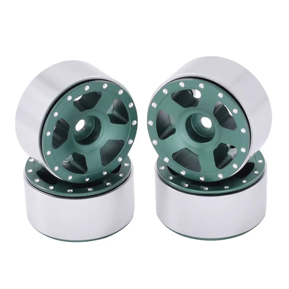 Hobby Details Cnc Aluminum 1.0” Starfish Beadlock Wheels: Scx24 (Green) 1