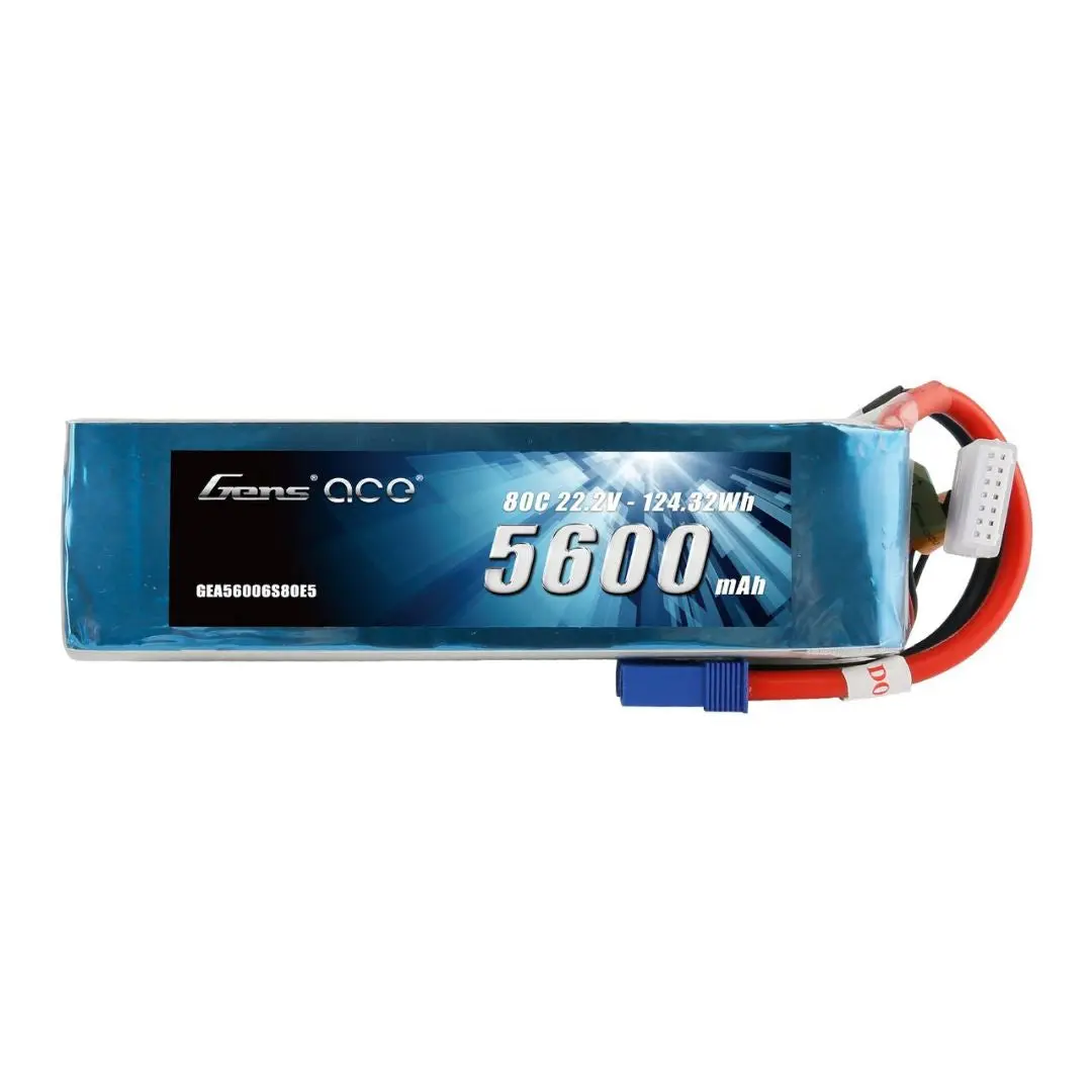 Gens Ace 6S1p 22.2V 5600Mah 80C Lipo Battery: Ec5 1