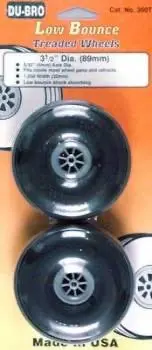 Du-Bro Low Bounce Treaded Wheels - 3 1/2" 89Mm 1