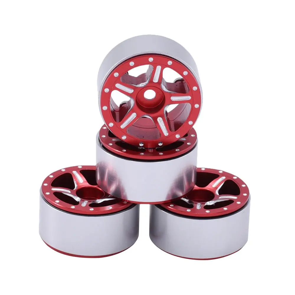 Hobby Details Cnc Aluminum 1.0” Starfish Pro Beadlock Wheels: Scx24 (Red) 1