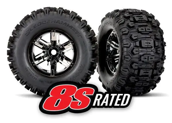 Traxxas Sledgehammer Assembled Tires And Wheels: X-Maxx (Black Chrome) 1