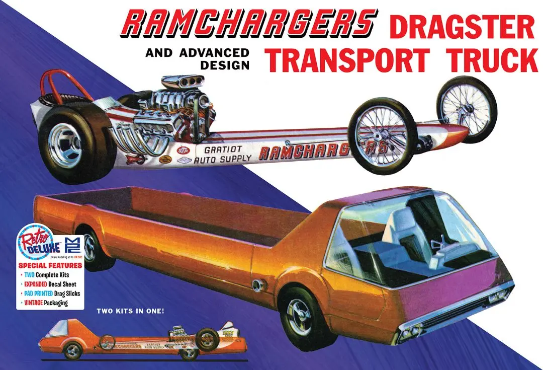 Mpc 1/25 Ramcharger Dragster And Transport Model Kit 1