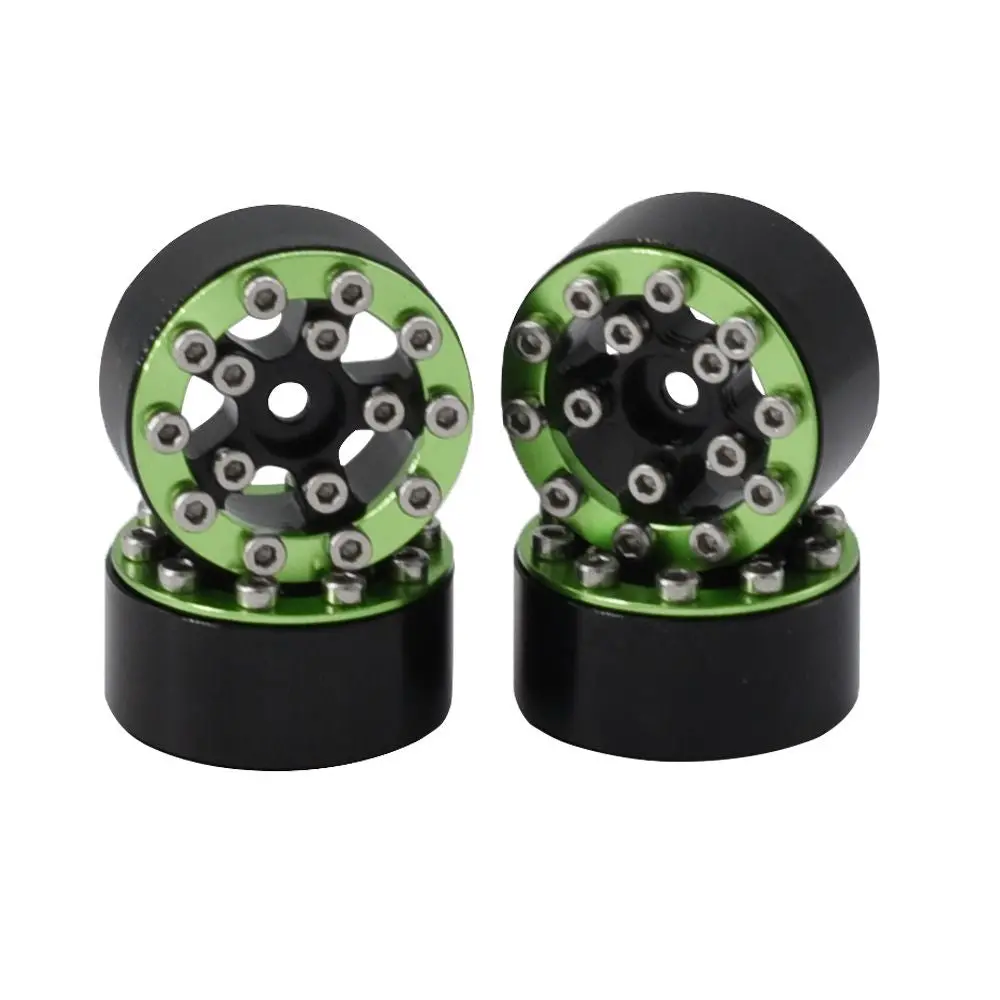 Hobby Details Cnc Aluminum 1.0” Beadlock Wheels: Scx24 (Green) 1
