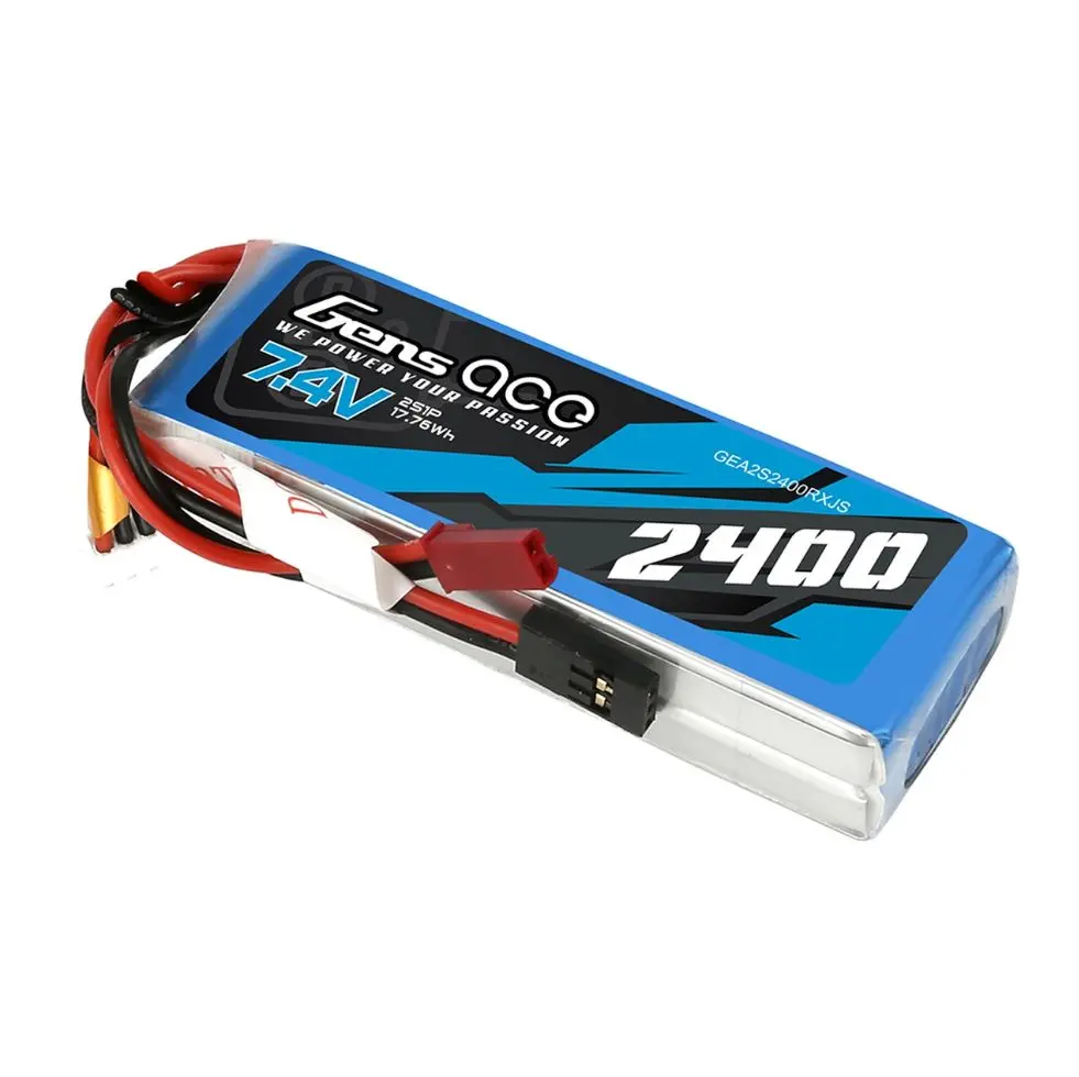 Gens Ace 2S 7.4V 2400Mah Rx Lipo Battery: Jst 1