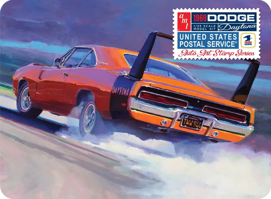 Amt 1969 Dodger Charger Daytona Usps Stamp Series Model Kit 1