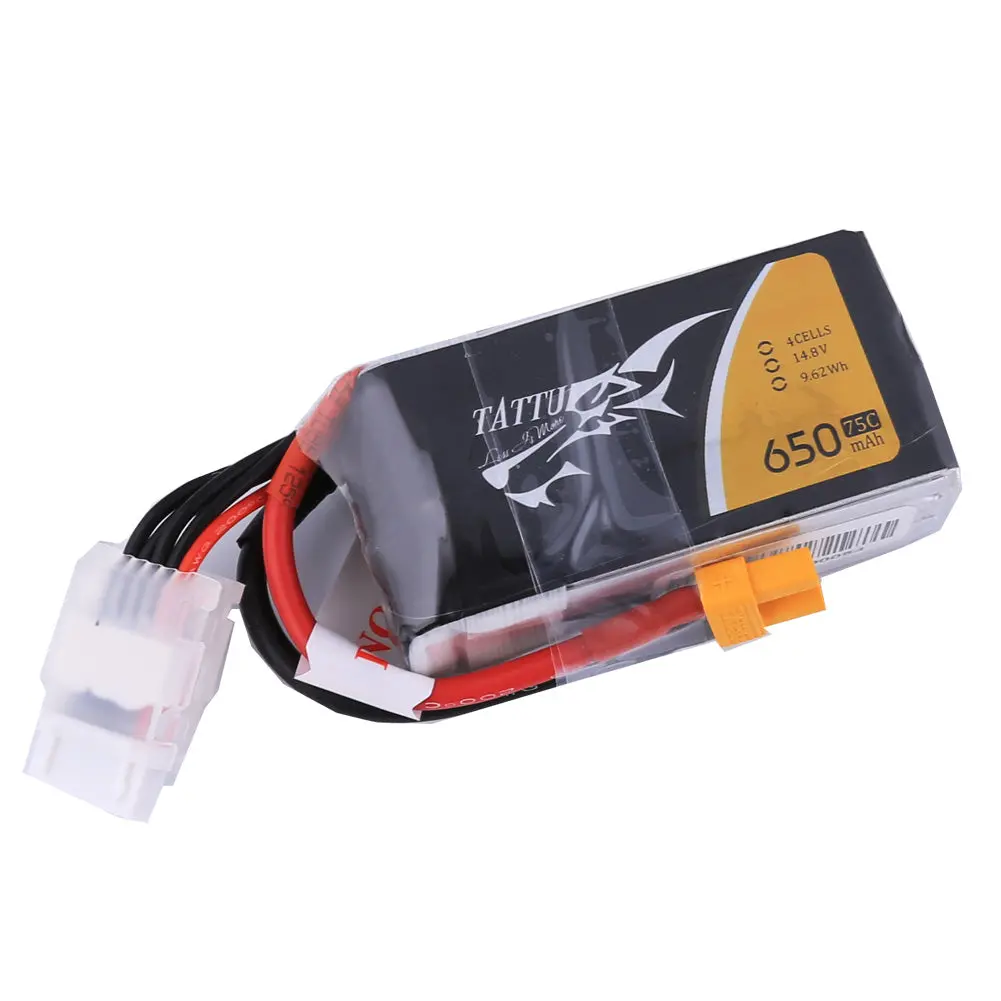 Tattu 4S 650Mah 14.8V 75C Lipo Battery: Xt30 1