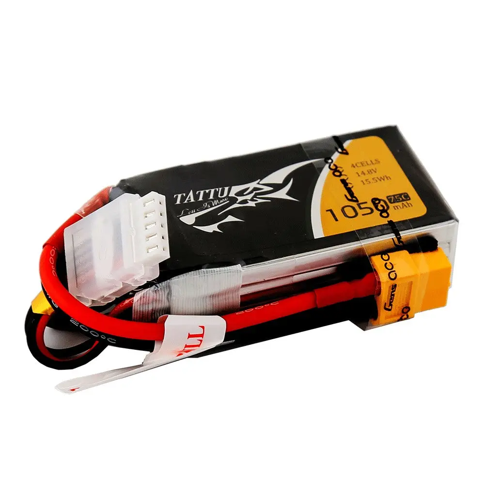 Tattu 4S 1050Mah 14.8V 75C Lipo Battery: Xt60 1