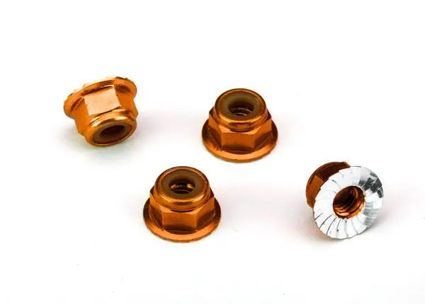 Traxxas Aluminum Nylon Flanged Serrated Nuts: 4Mm (Orange) 1