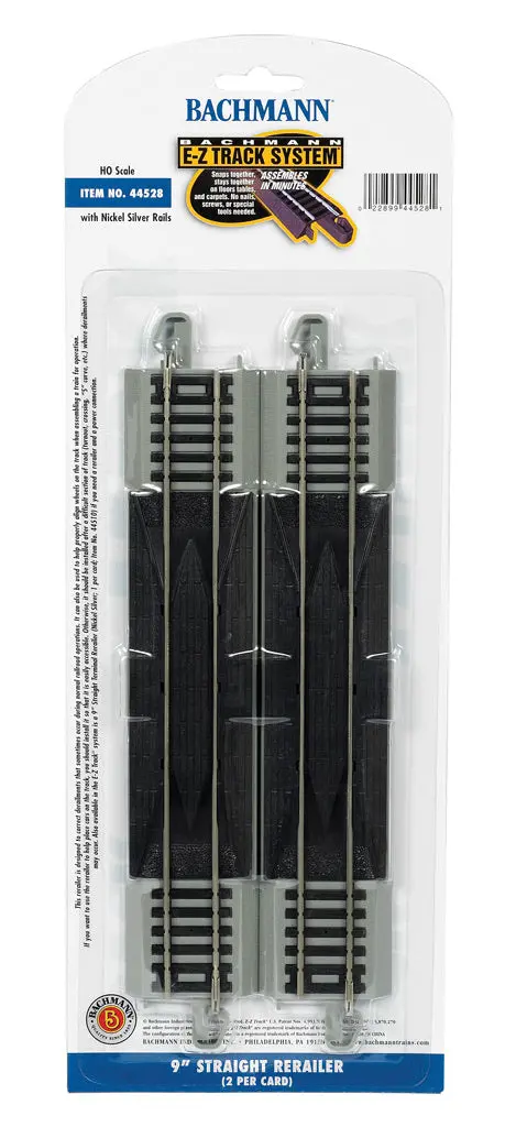 Bachmann Ho Scale Nickel Silver 9” Straight Ez Rerailer (2) 1