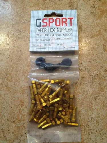 Gsport Tapered Hex Spoke Nipples - Gold (50) 1