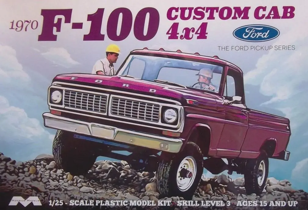 Moebius 1/25 1970 Ford F-100 Custom Cab 4X4 Model Kit 1