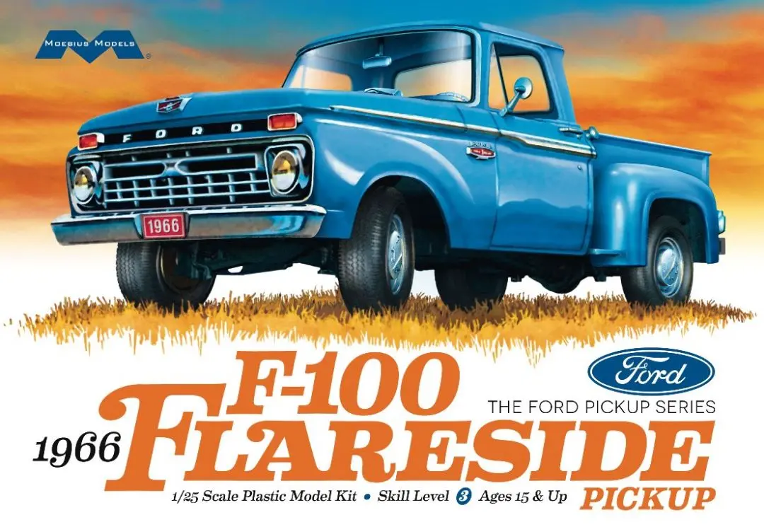 Moebius 1/25 1966 Ford F-100 Flareside Pickup Model Kit 1