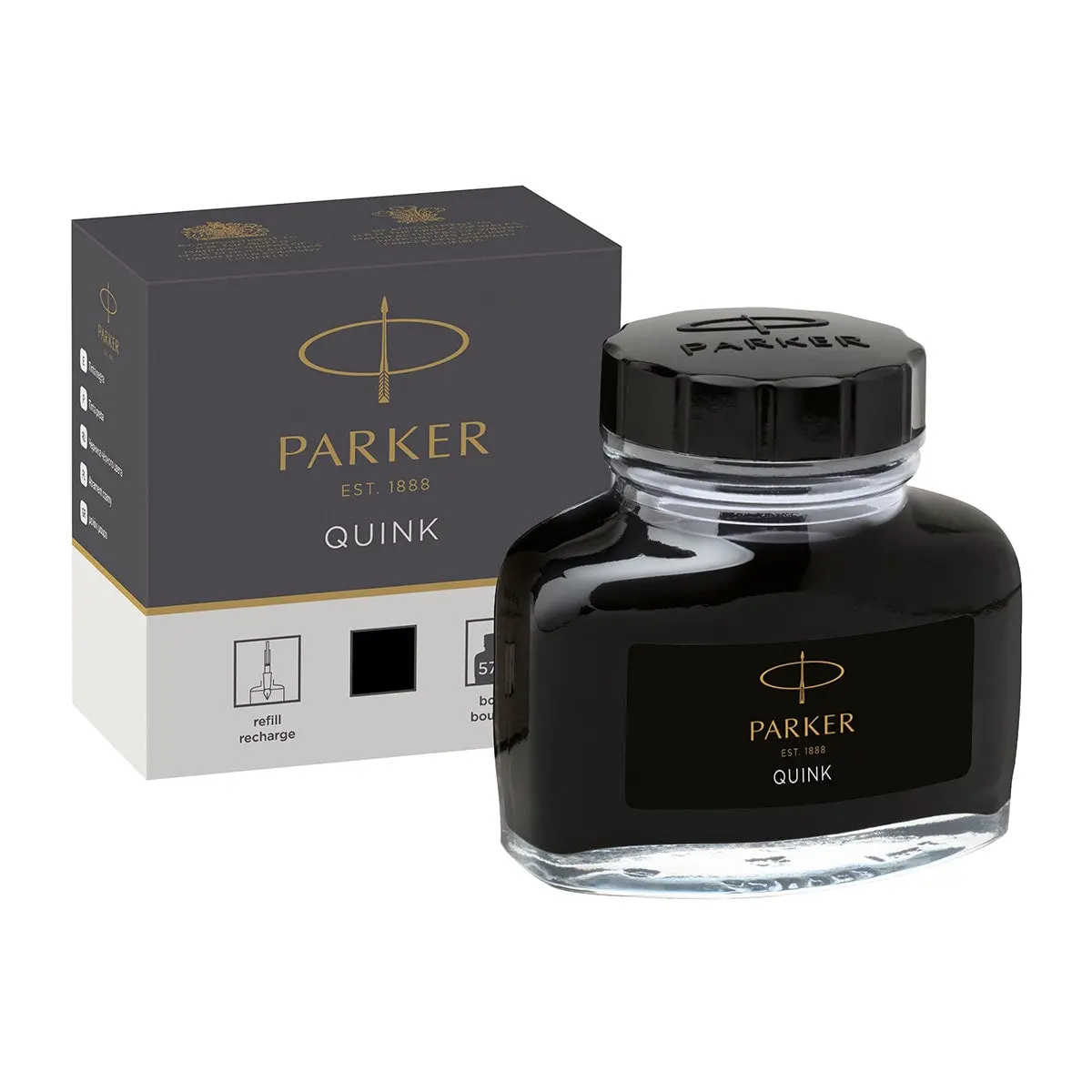 Parker, Tintenglas Quink, Schwarz 1