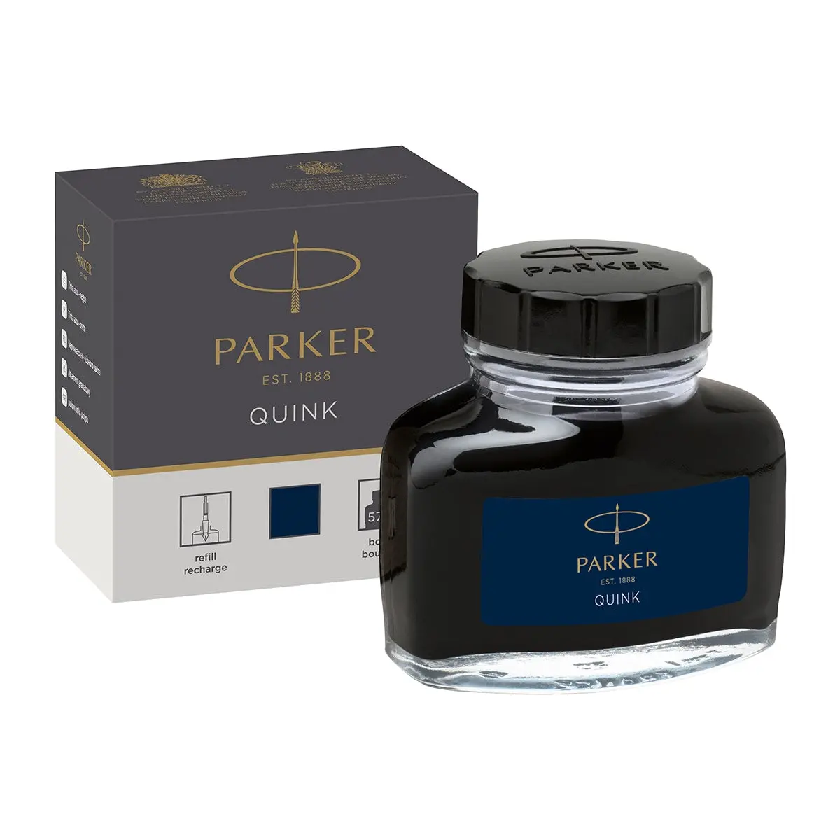 Parker, Tintenglas Quink, Schwarz-Blau 1