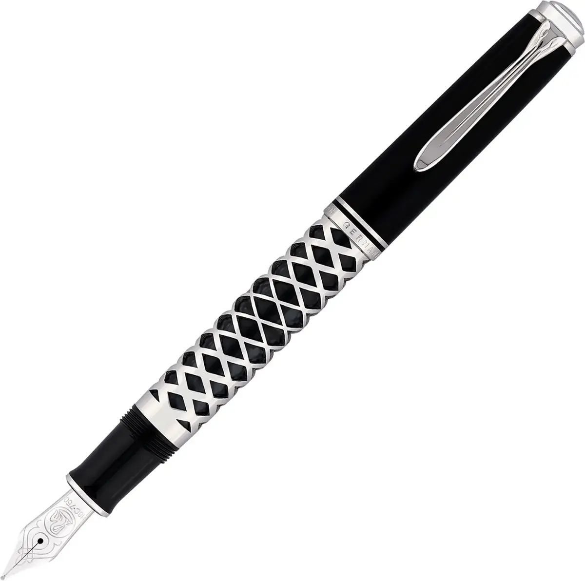 Pelikan Füller Souverän M805, Silber, Metal Sleeve, 18 Kt. Goldfeder, Schwarz 1