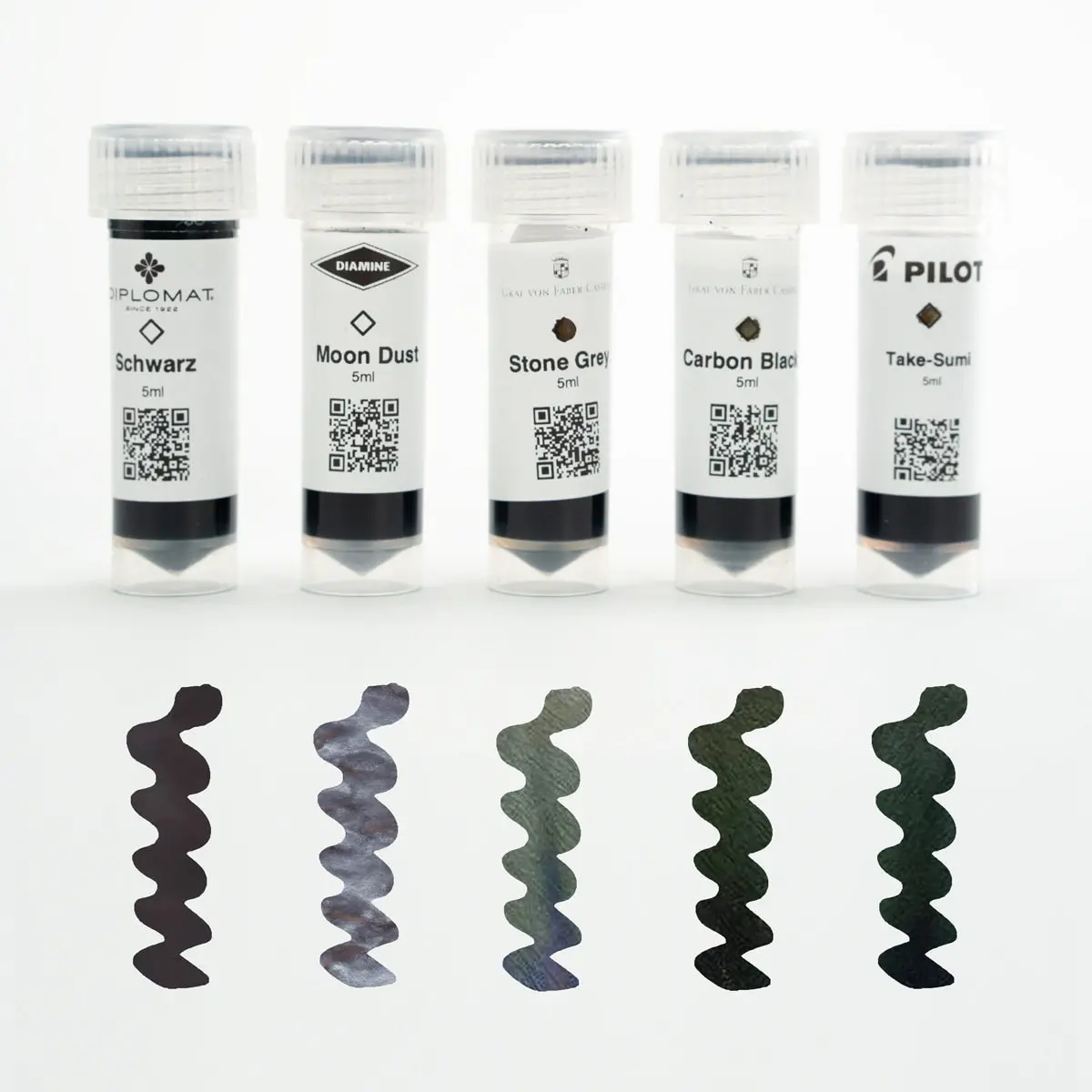 Tintenproben/ Ink Sample Set, Carbon Moon Stone, 5X5ml 1