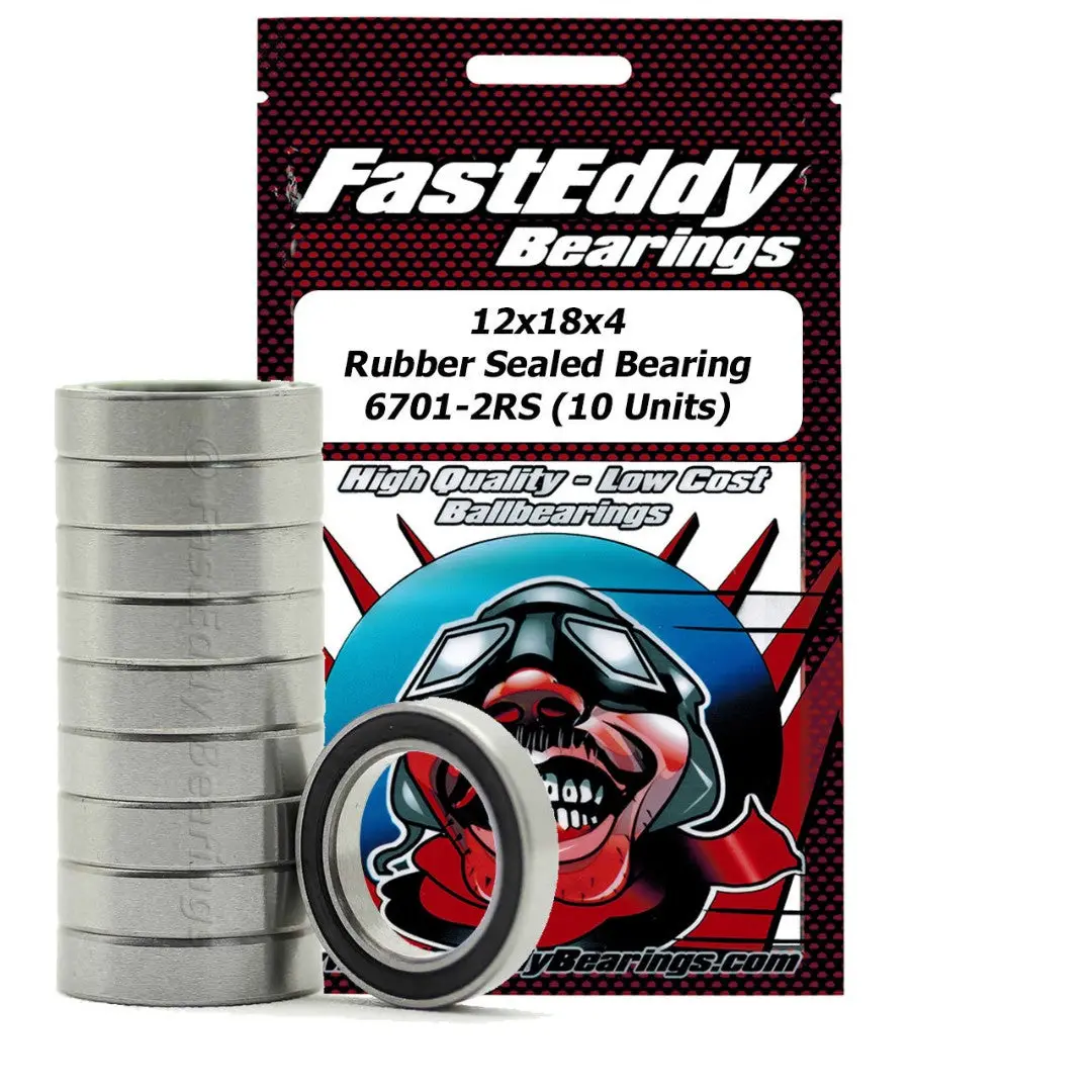 Fast Eddy Rubber Sealed Bearings: 12X18x4mm (6701-2Rs) (10) 1