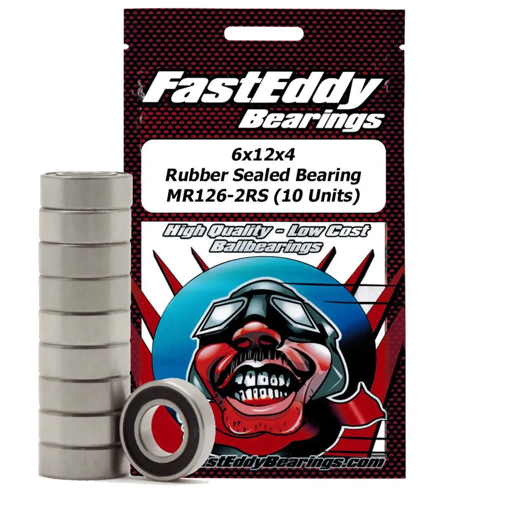 Fast Eddy Rubber Sealed Bearings: 6X12x4mm (Mr126-2Rs) (10) 1