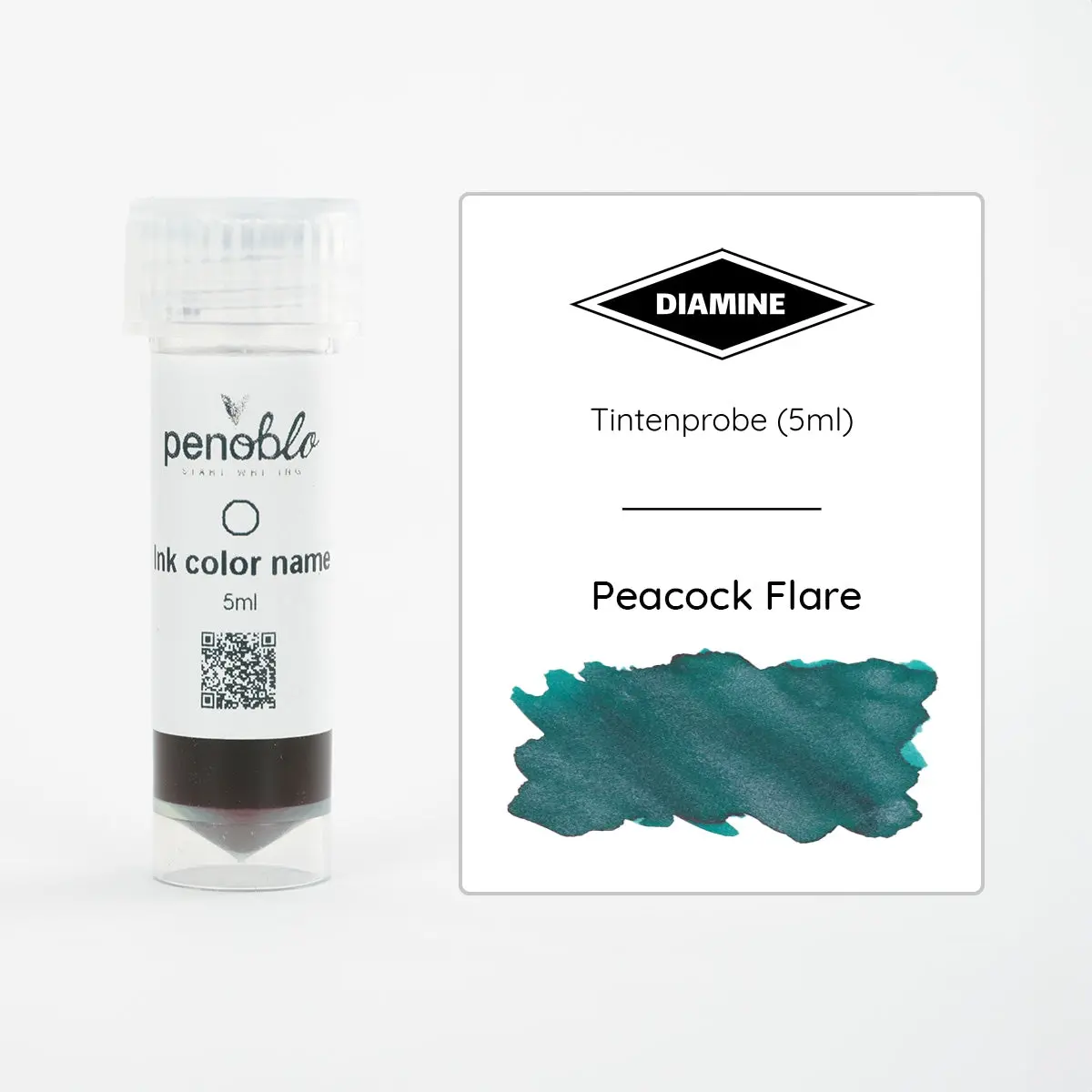 Diamine, Tintenprobe, Shimmering, Peacock Flare, 5Ml 1