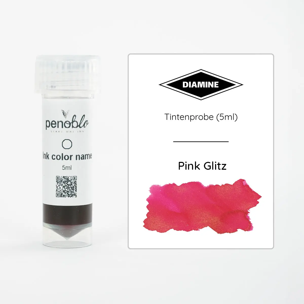 Diamine, Tintenprobe, Shimmering, Pink Glitz, 5Ml 1