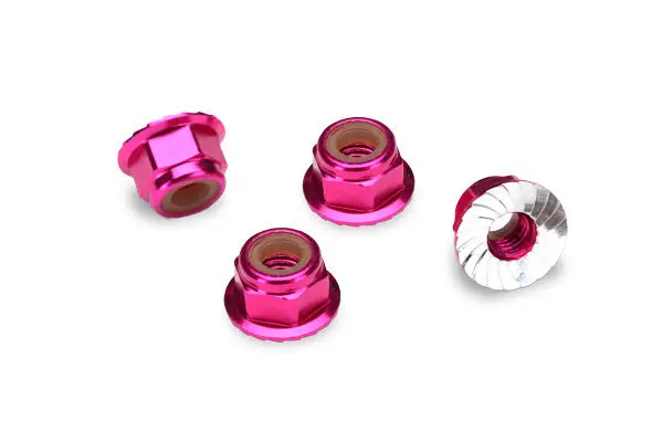 Traxxas Aluminium Flanged Serrated Nuts: Pink (4) 1
