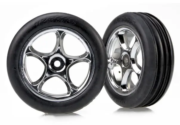 Traxxas Tires & Wheels Assembled (Tracer 2.2' Chrome Wheels) 1