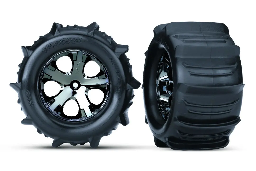 Traxxas 2.8” Paddle Tire & Wheels (Black Chrome) 1