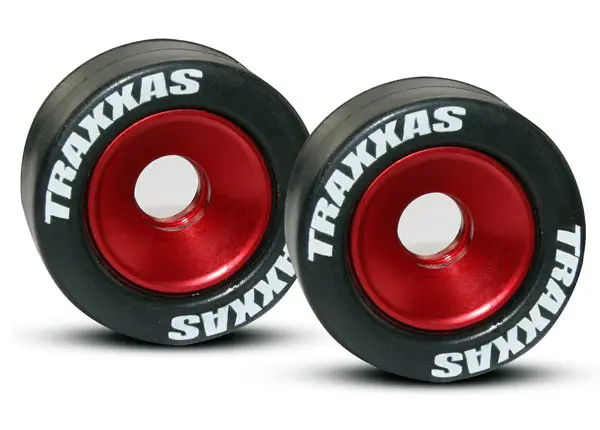 Traxxas Aluminum Wheelie Bar Wheel Set W/Rubber Tires: Red (2) 1