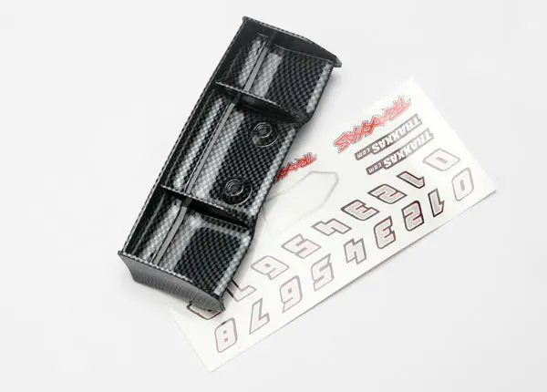 Traxxas Wing W/Decal Sheet: 1/16 E-Revo (Exo Carbon) 1