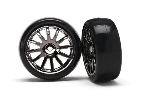 Traxxas Latrax Tires And Wheels Slick 12-Spoke (Black Chrome) 1