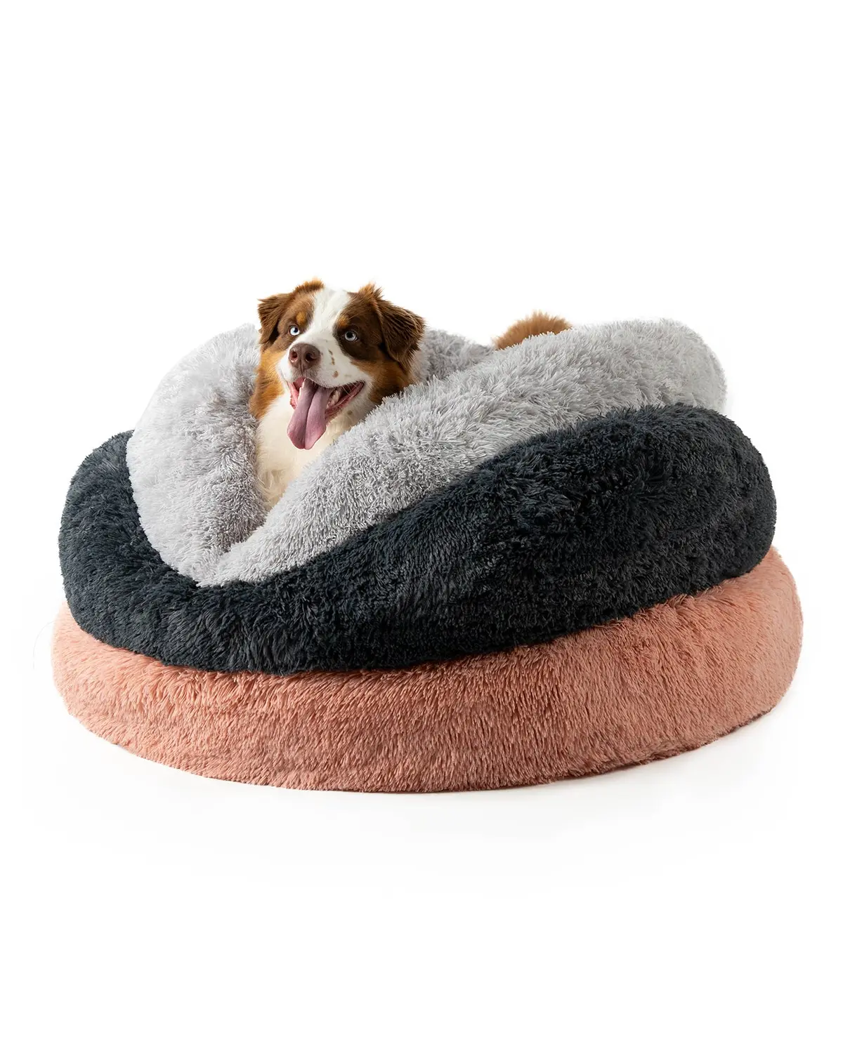 Rundes Hundebett In Donutform Aus Plüsch 1