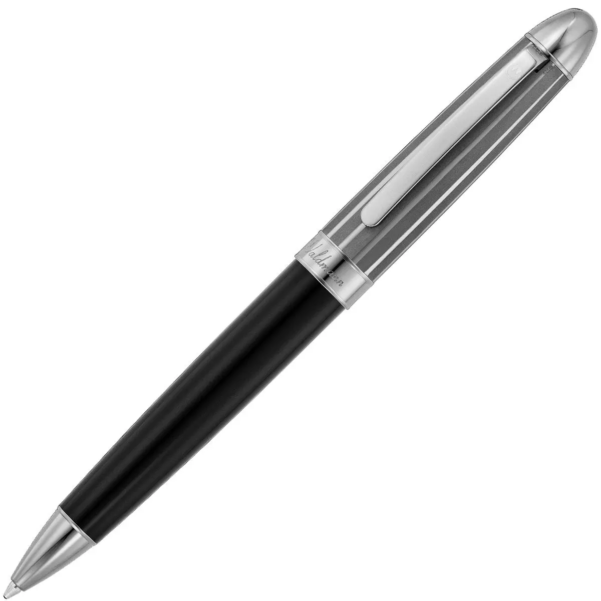 Waldmann, Kugelschreiber Précieux, Rutheniumplattiert, Matte Streifen, Schwarz 1