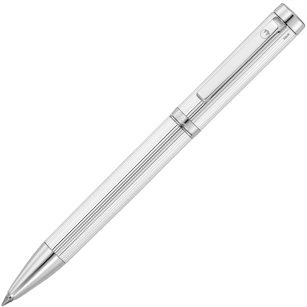 Waldmann, Tintenroller Liberty, Nadelstreifen, Guillochiert, Silber 2