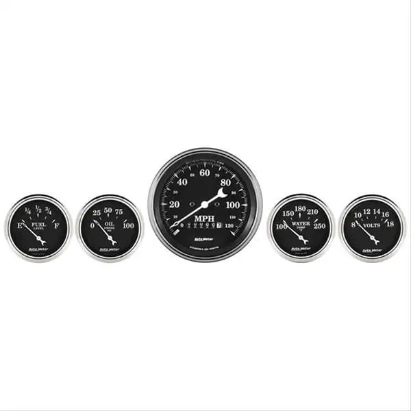 Autometer 1740 Old Tyme Black Series Analog Gauge Kit 1