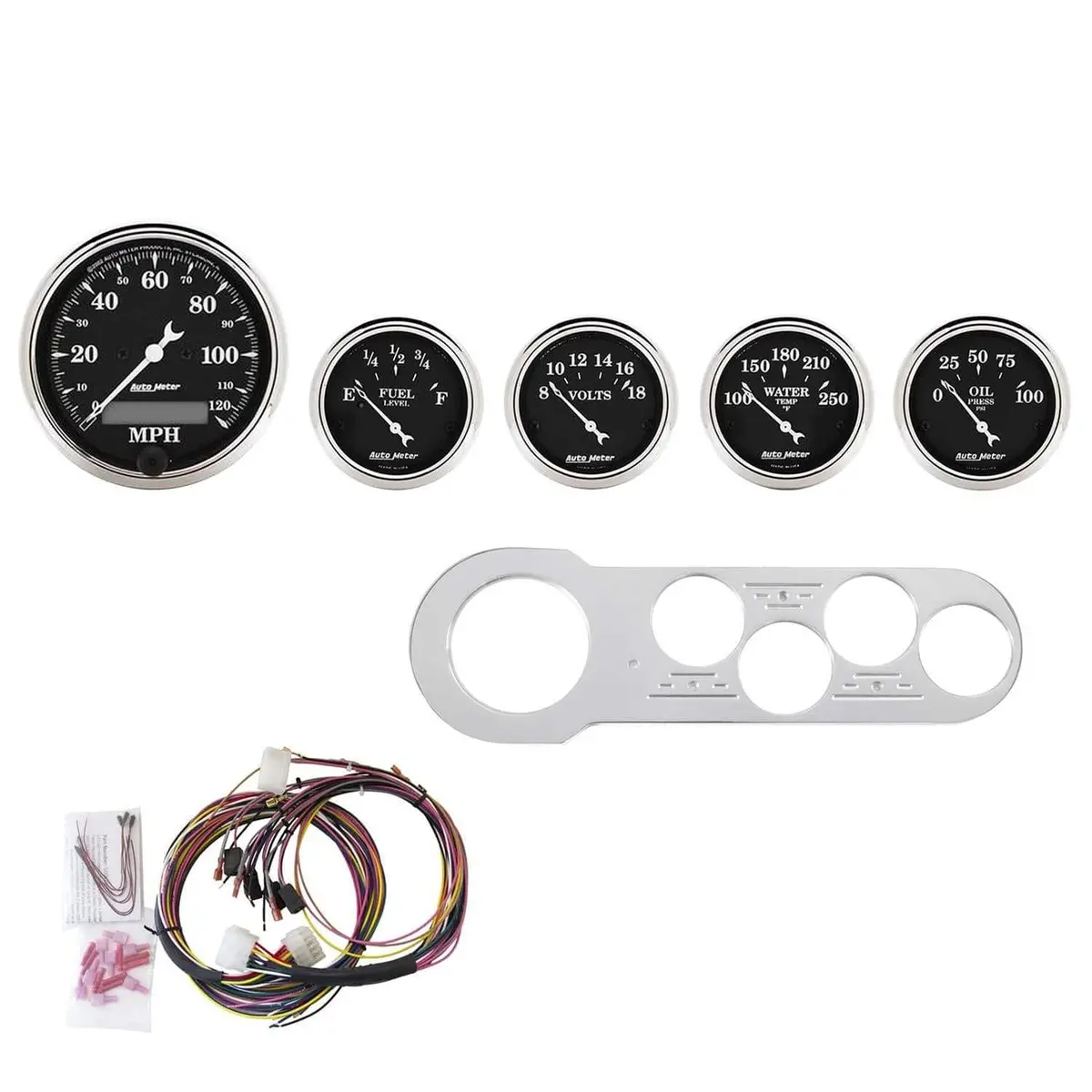 Autometer Old Tyme Black Series Gauge Cluster – Vintage-Inspired Instrumentation 1