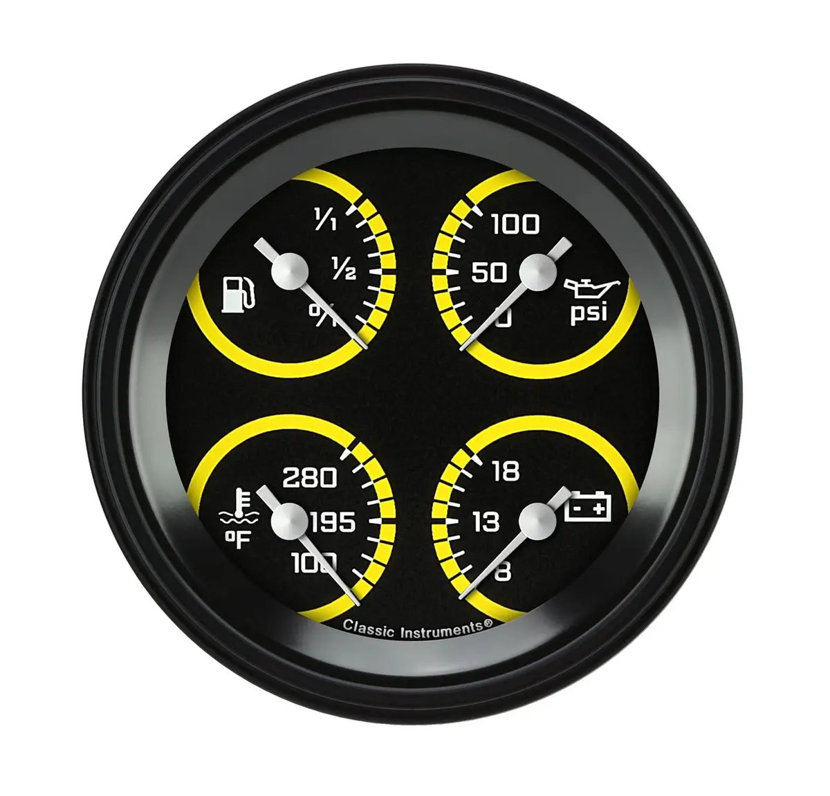 Classic Instruments Ax79Yblf Auto Cross Gray Series Gauge Set – 5-Piece, Led-Illuminated, Modern Analog Styling 1