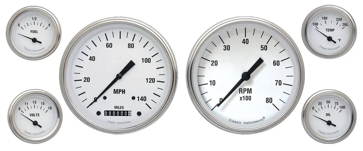 Classic Instruments Wh51Slf White Hot Series Analog Gauge Kit 1