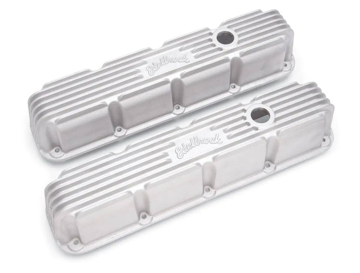 Edelbrock Classic Cast Aluminum Valve Covers With Billet Breather Baffles – Polished Finish (41779) 2